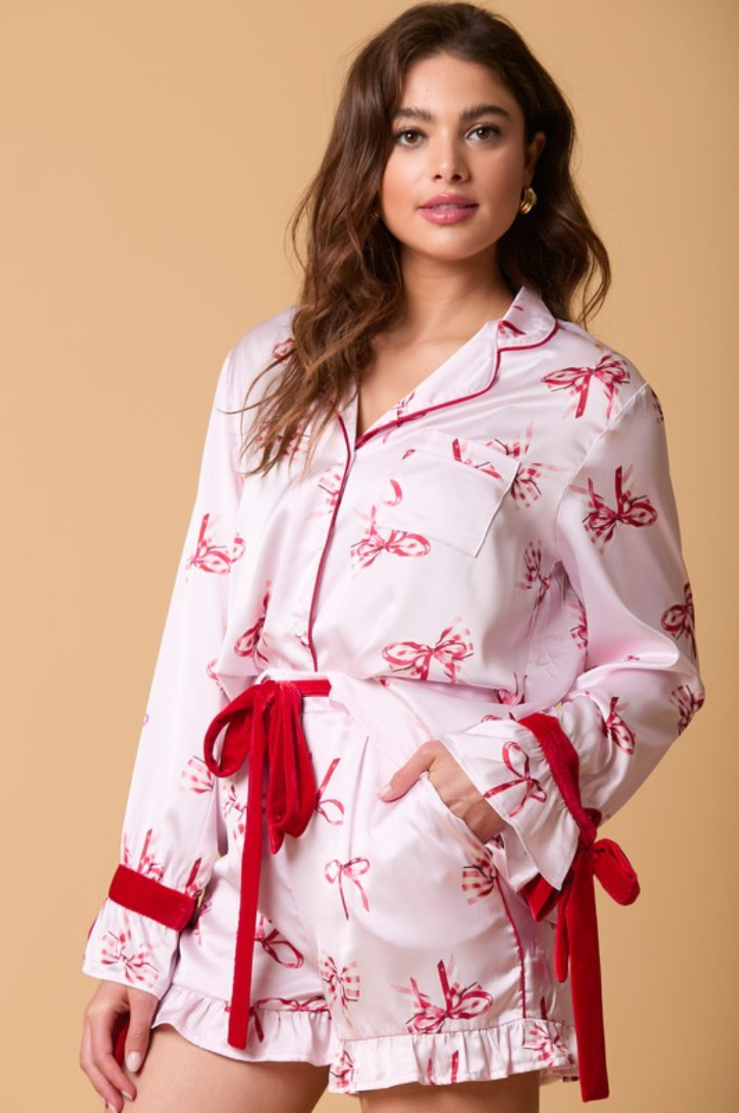 Sleep Tight Satin Bow Pajama Top