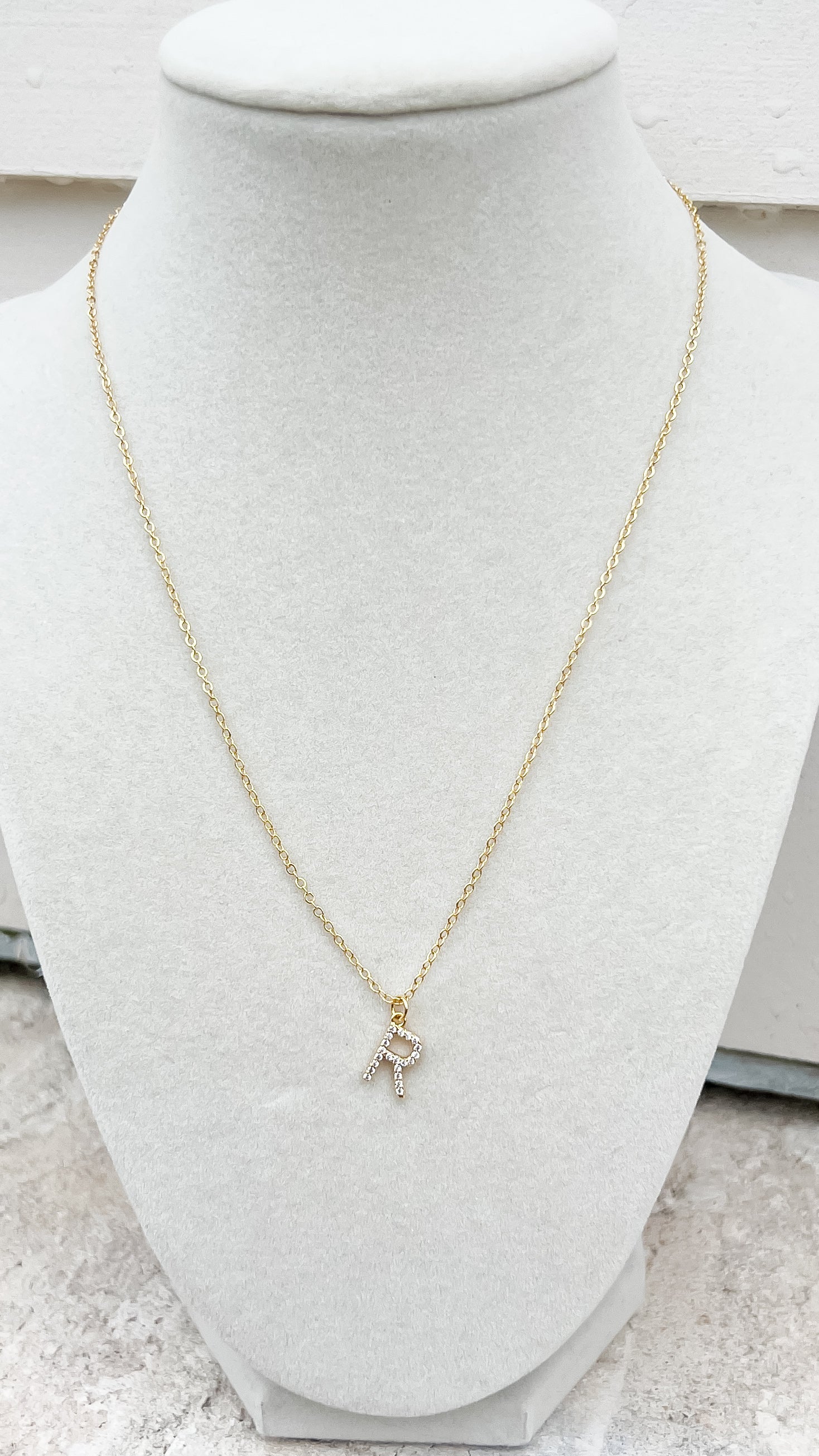 Pave Stone Initial Necklace
