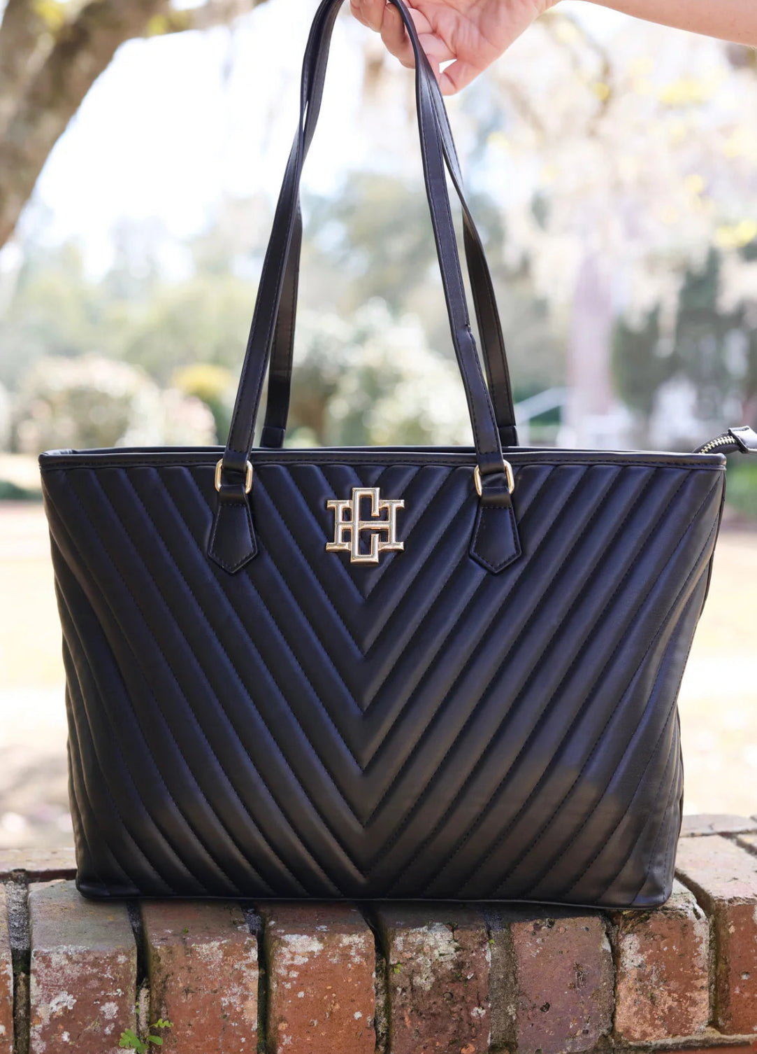 Tabitha Black Quilted Tote