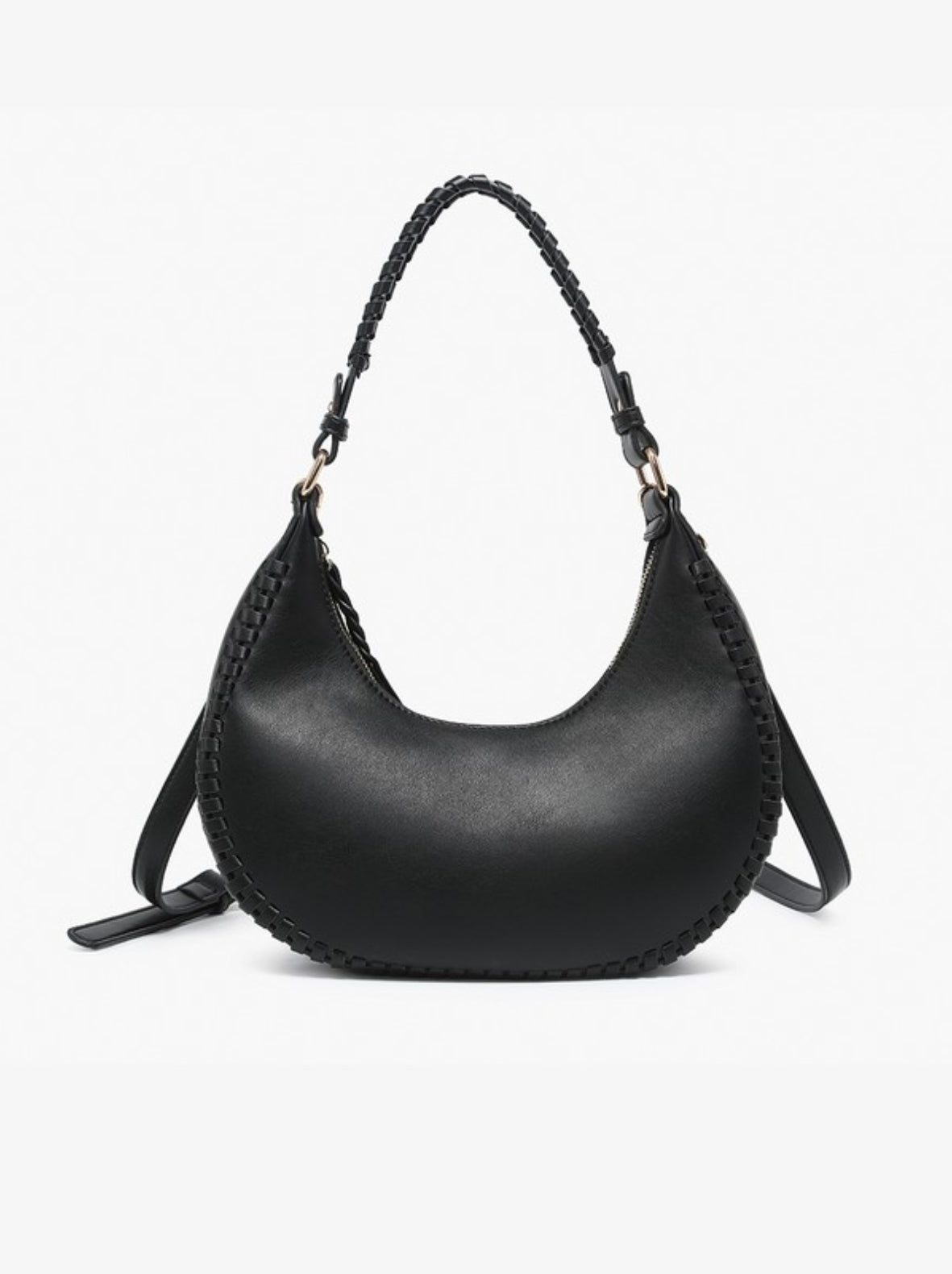 Aria Whipstitch Black Shoulder Bag