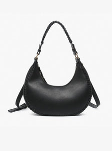 Aria Whipstitch Black Shoulder Bag