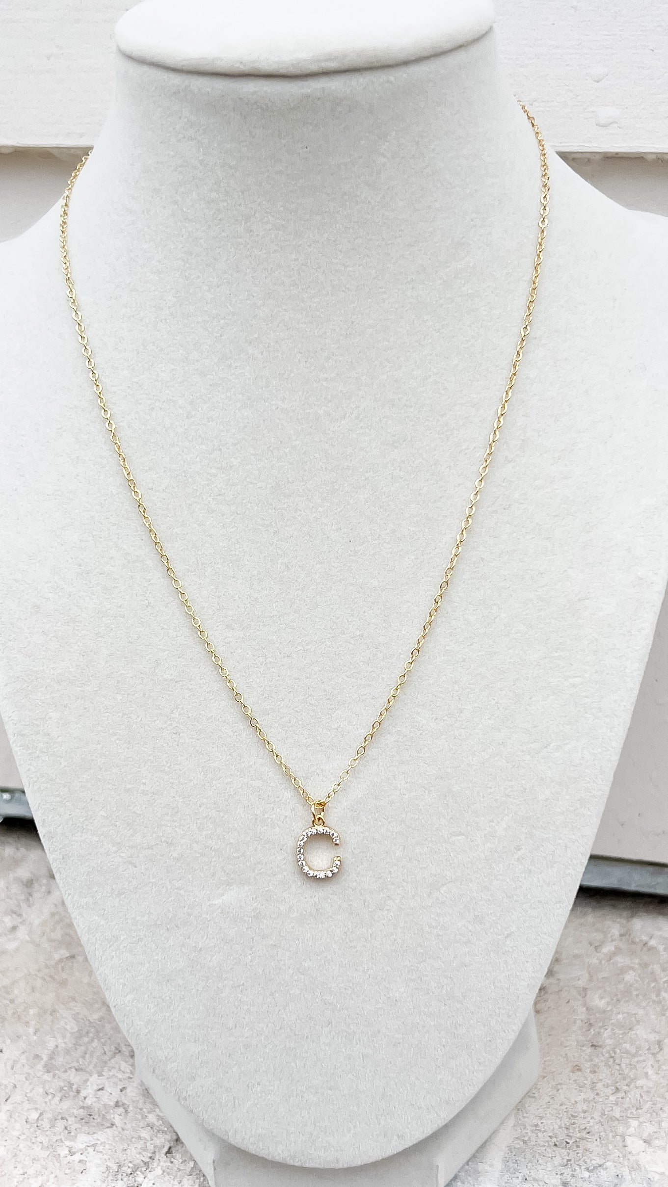 Pave Stone Initial Necklace