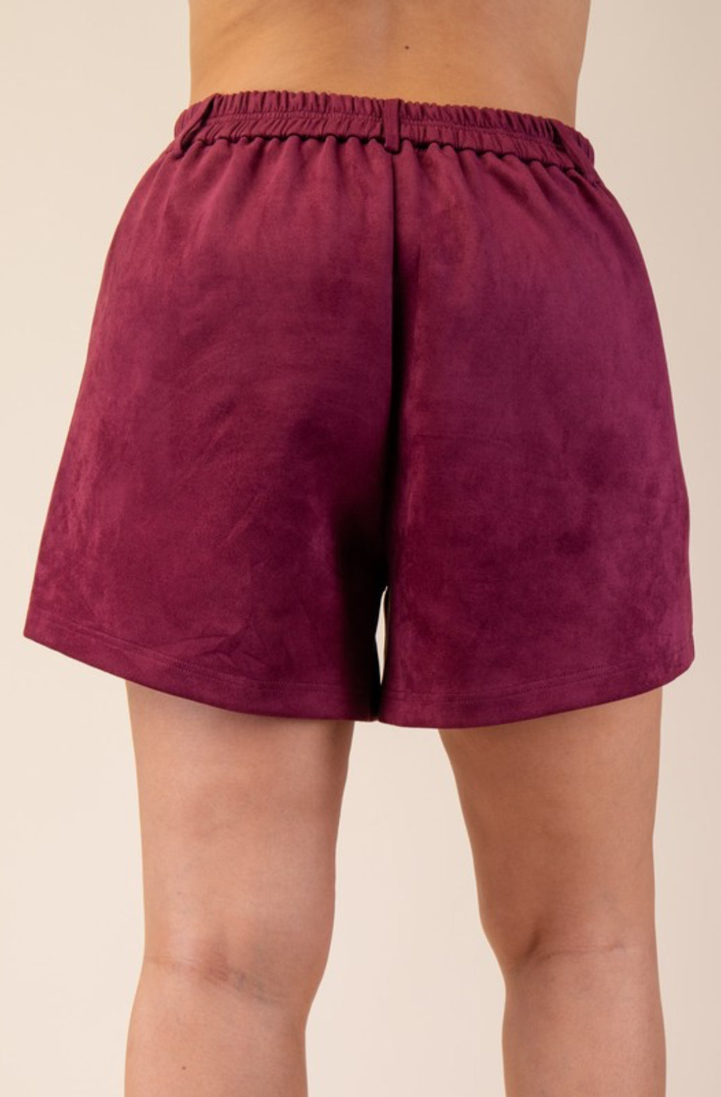 Final Moments High Wasted Plum Suede Shorts