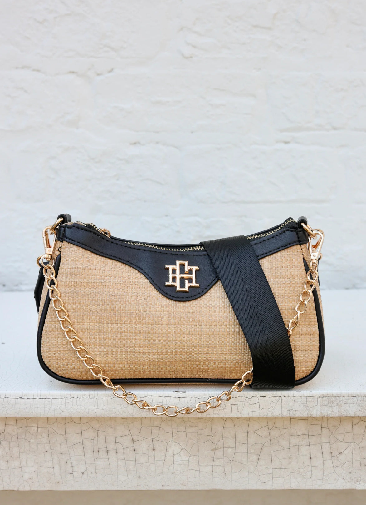 Gianna Natural Black Crossbody