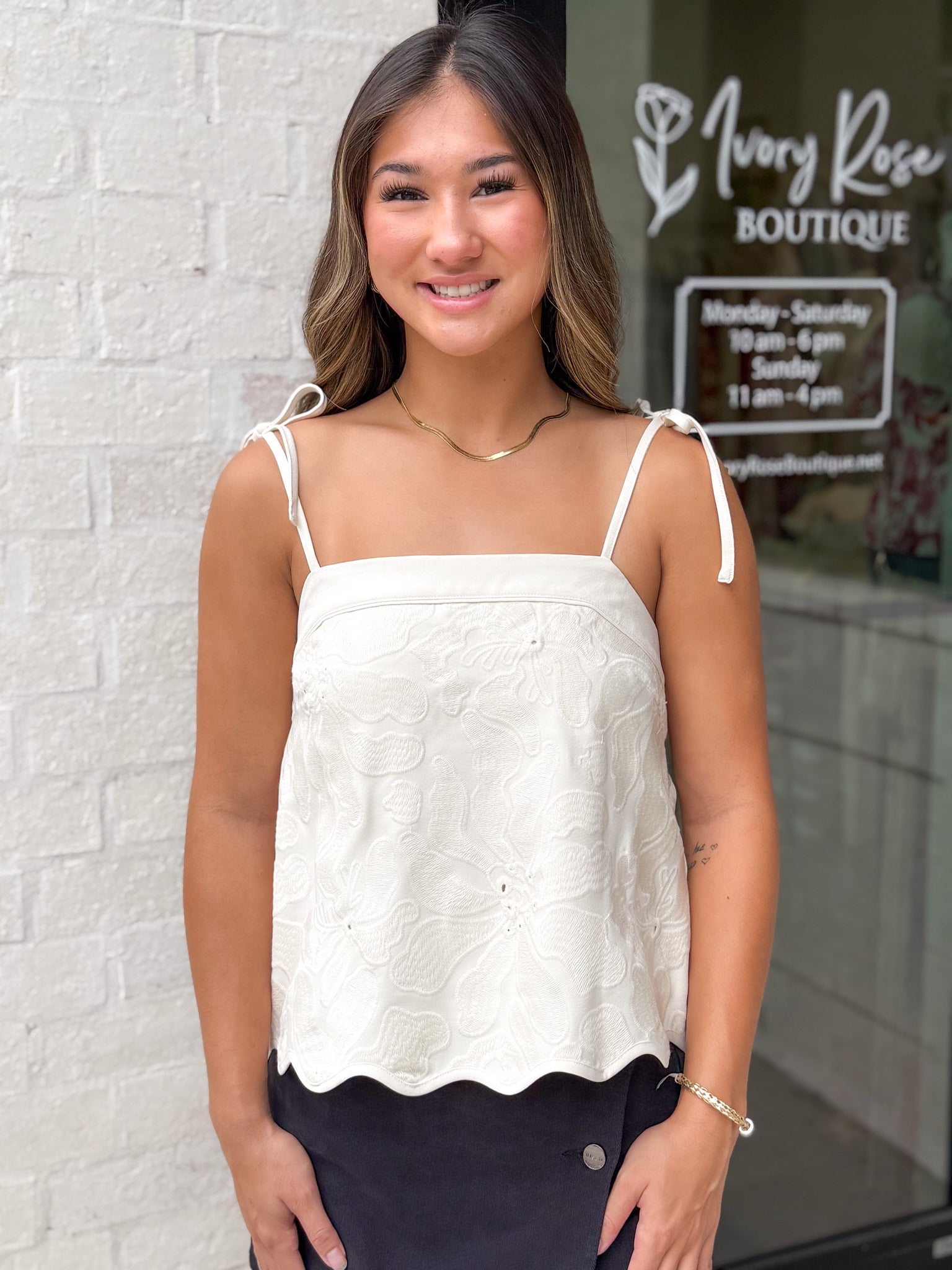 On My Terms Cream Tie Top