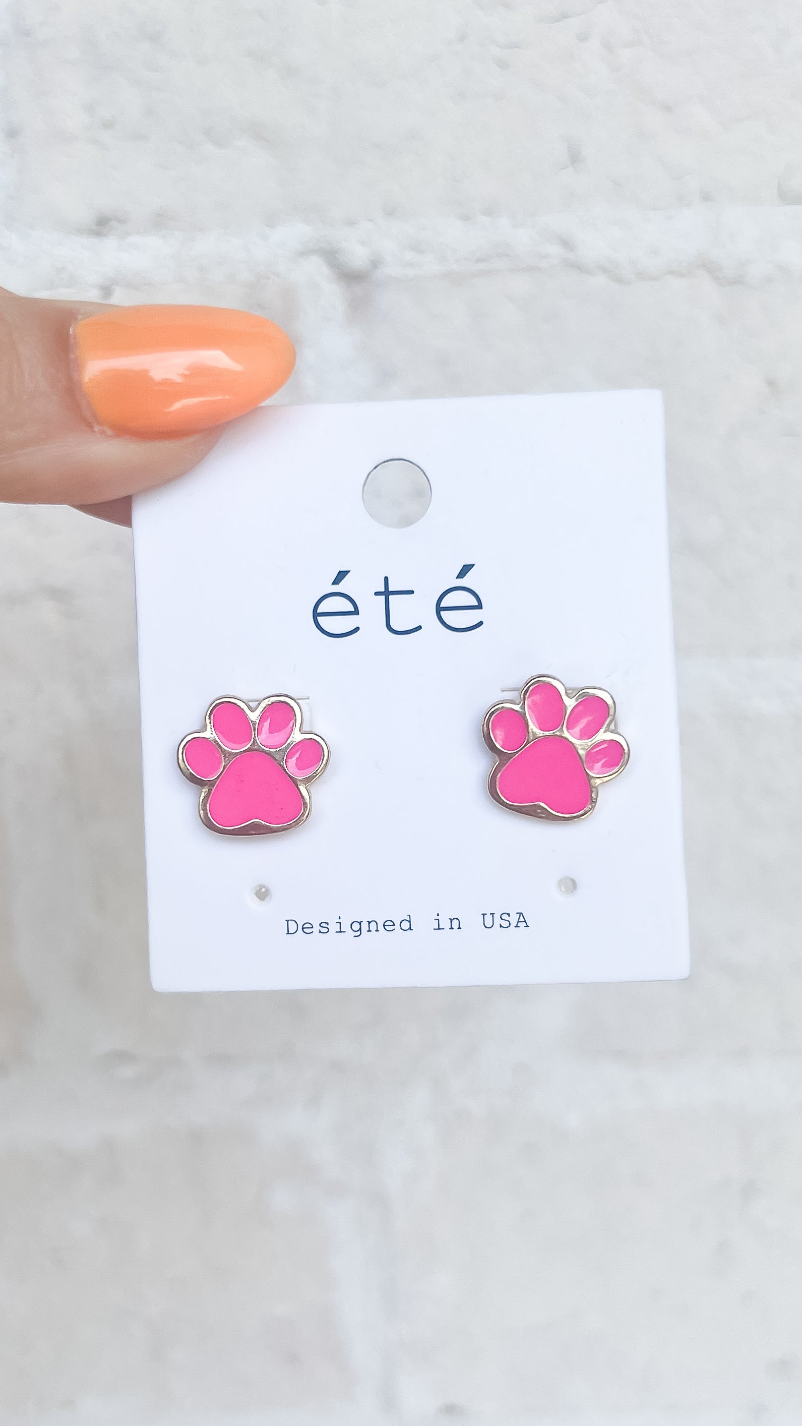 Pink Paw Print Earrings