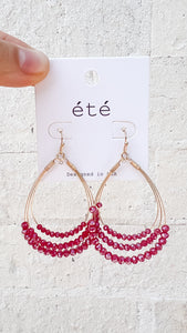 Red Beaded Hoop Earrings