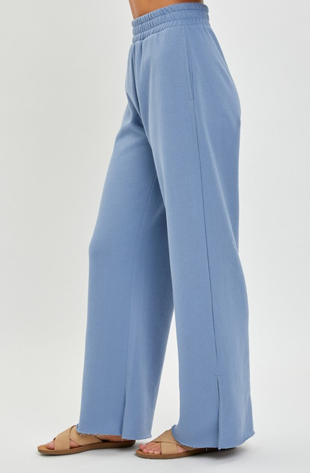 Out Of The Office Blue Soft Knit Wide Leg Lounge Pants