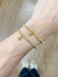 4 MM Sea Turtle Charm Gold Ball Bracelet