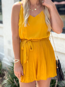 Cheering You On Gold Satin Cami Romper