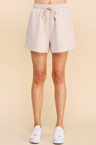 Good To Get Away Jaquard Sand Drawstring Shorts