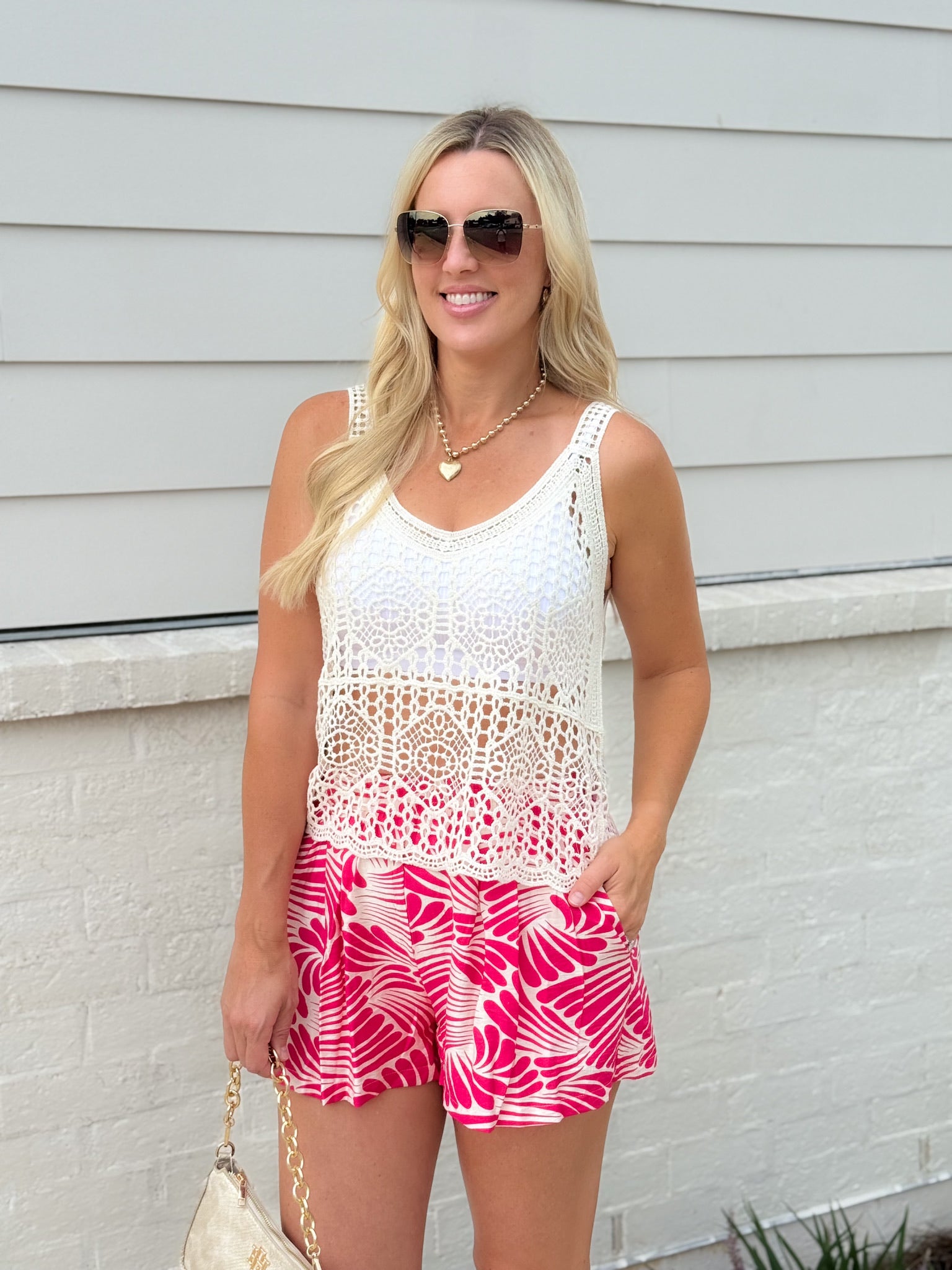 New Adventures Natural Crochet Knit Tank