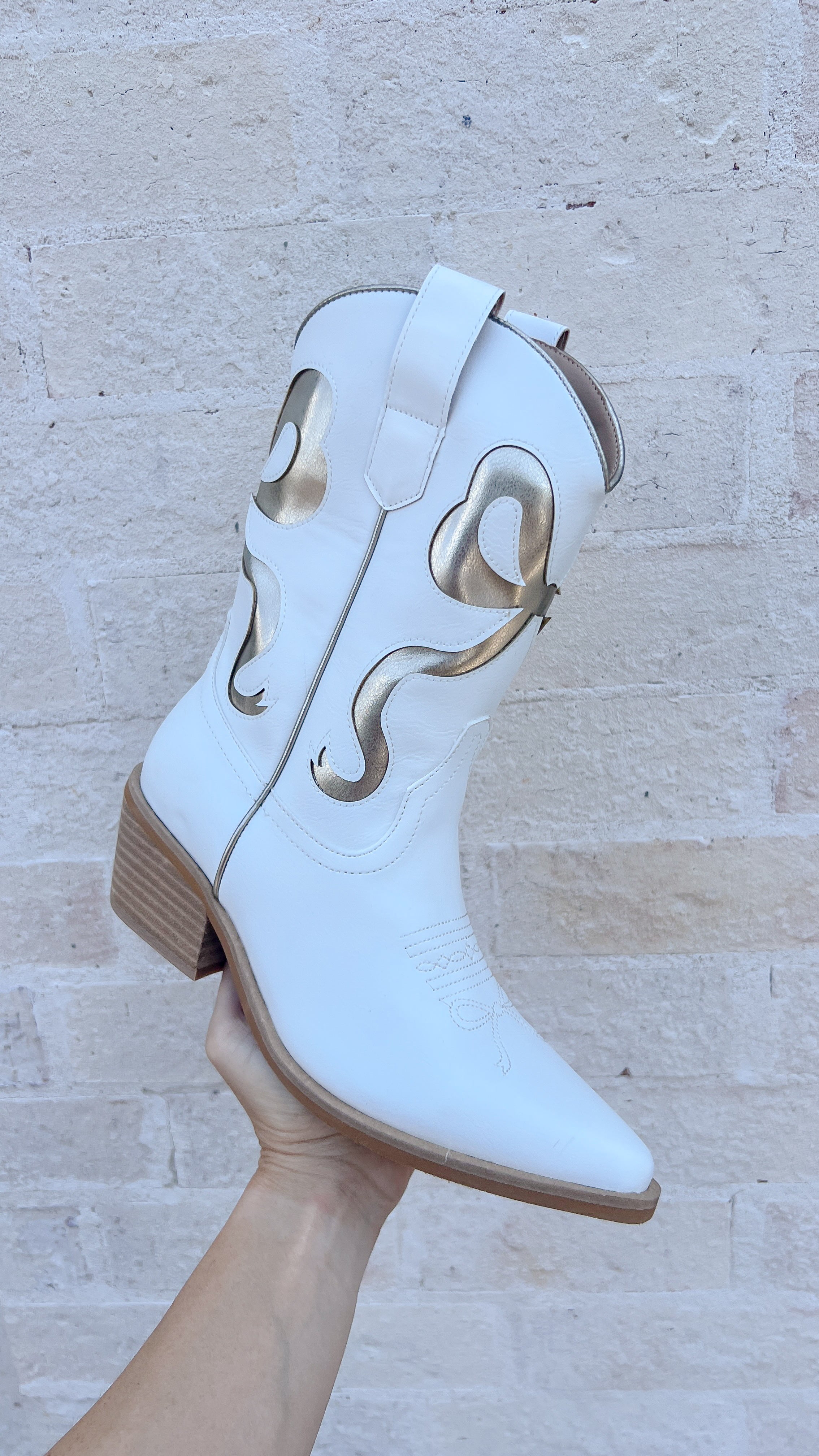 Miriam White/Gold Western Boot