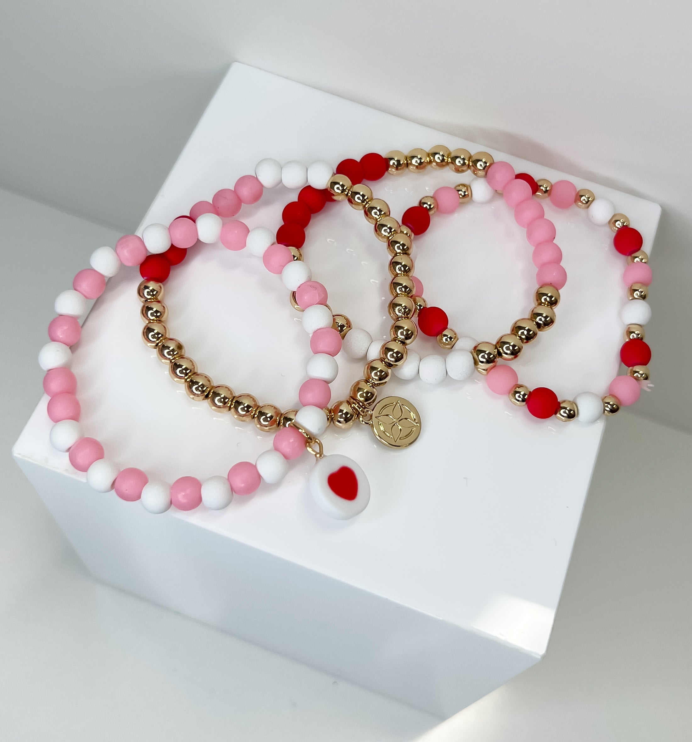 Stack Bracelets With Heart Charm