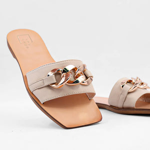 Dilia Bone Sandal with Gold Accent