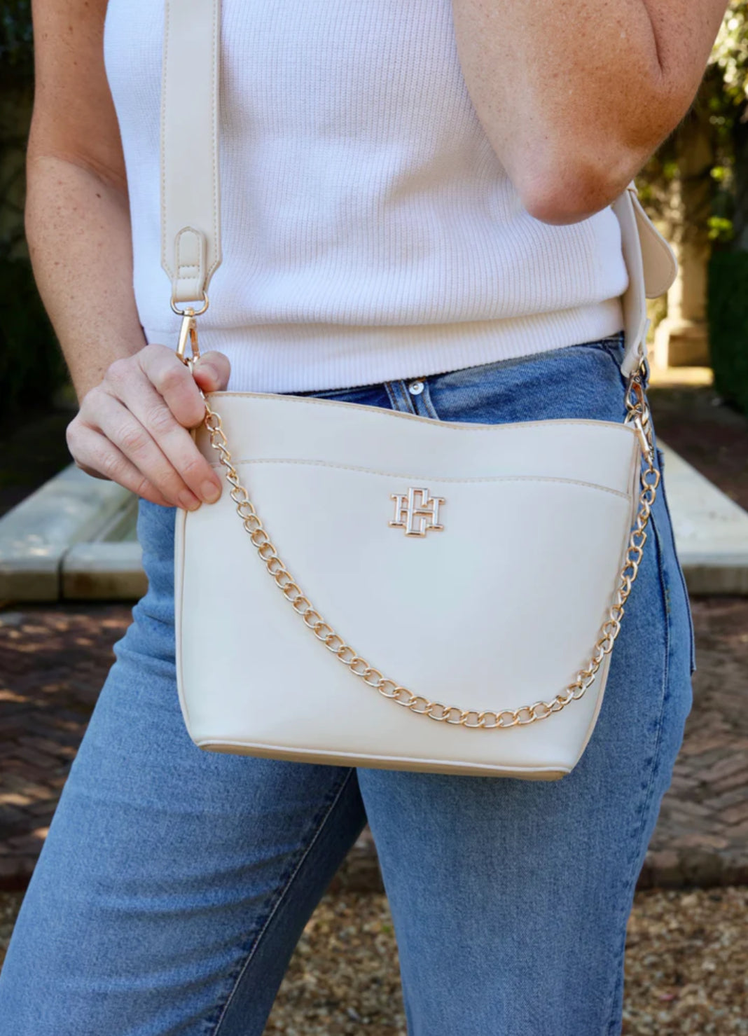 Brielle Cream Bucket Purse