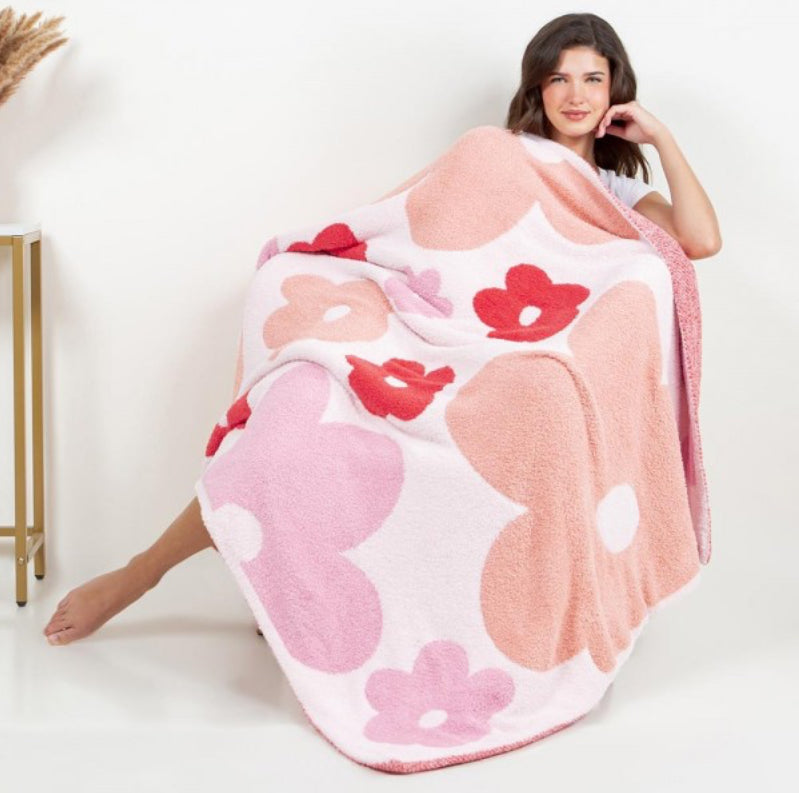 Groovy Flower Print Blanket