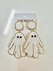 White Beaded Ghost Earrings