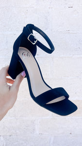 LUCY BLACK SUEDE BLOCK HEEL