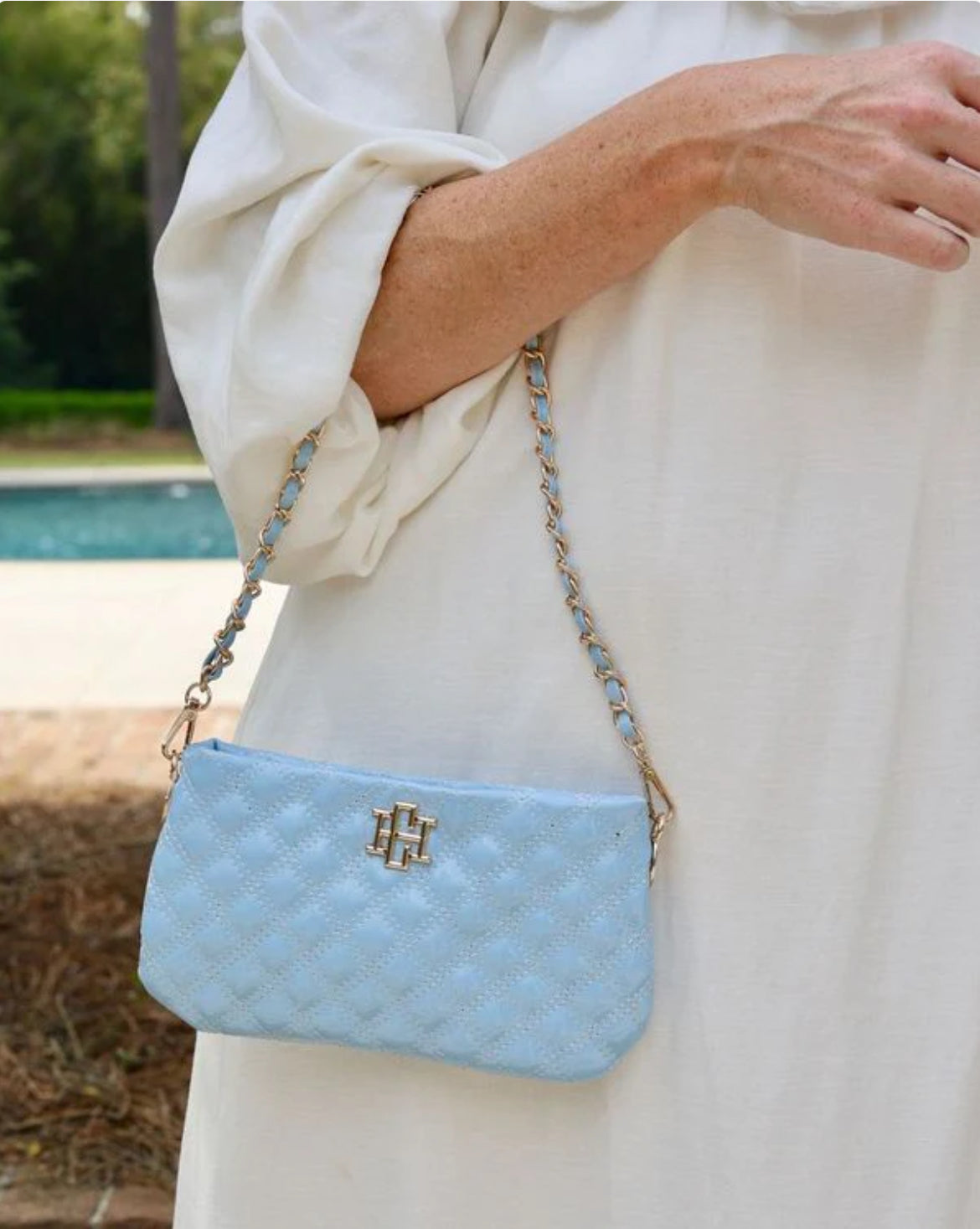 Livi Light Blue Patent Crossbody