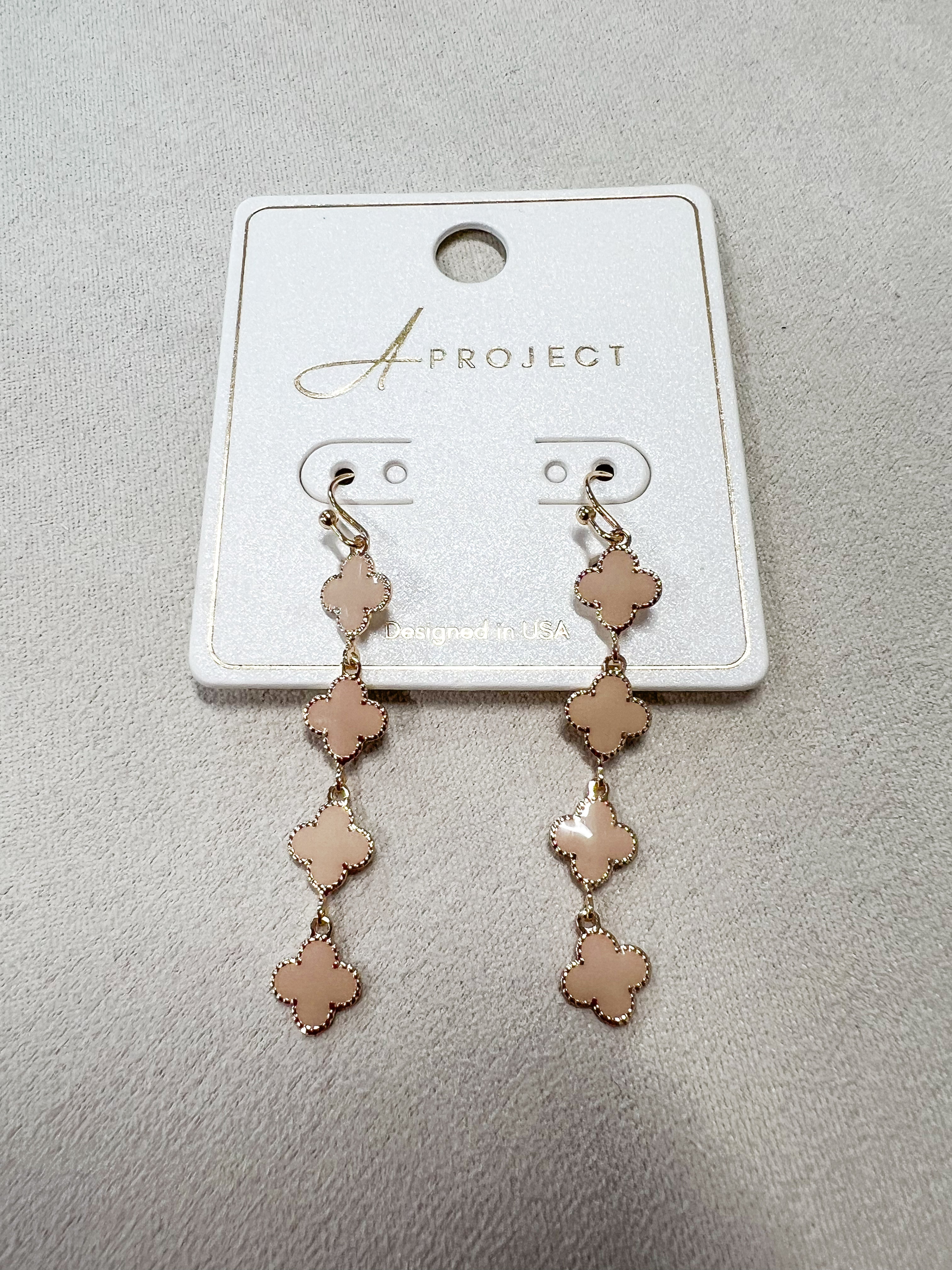 4-Tier Clover Gold Drop Earrings