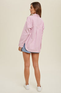 Girly Feeling Bubblegum Button up Shacket