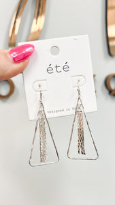 Silver Triangle Drop Earrings