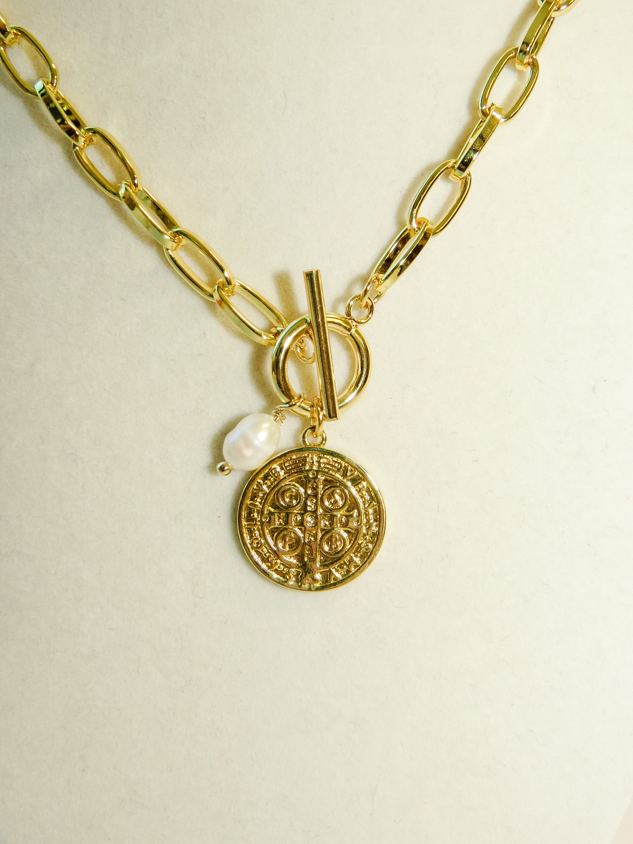 Toggle Pearl & Coin Necklace