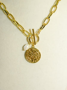 Toggle Pearl & Coin Necklace