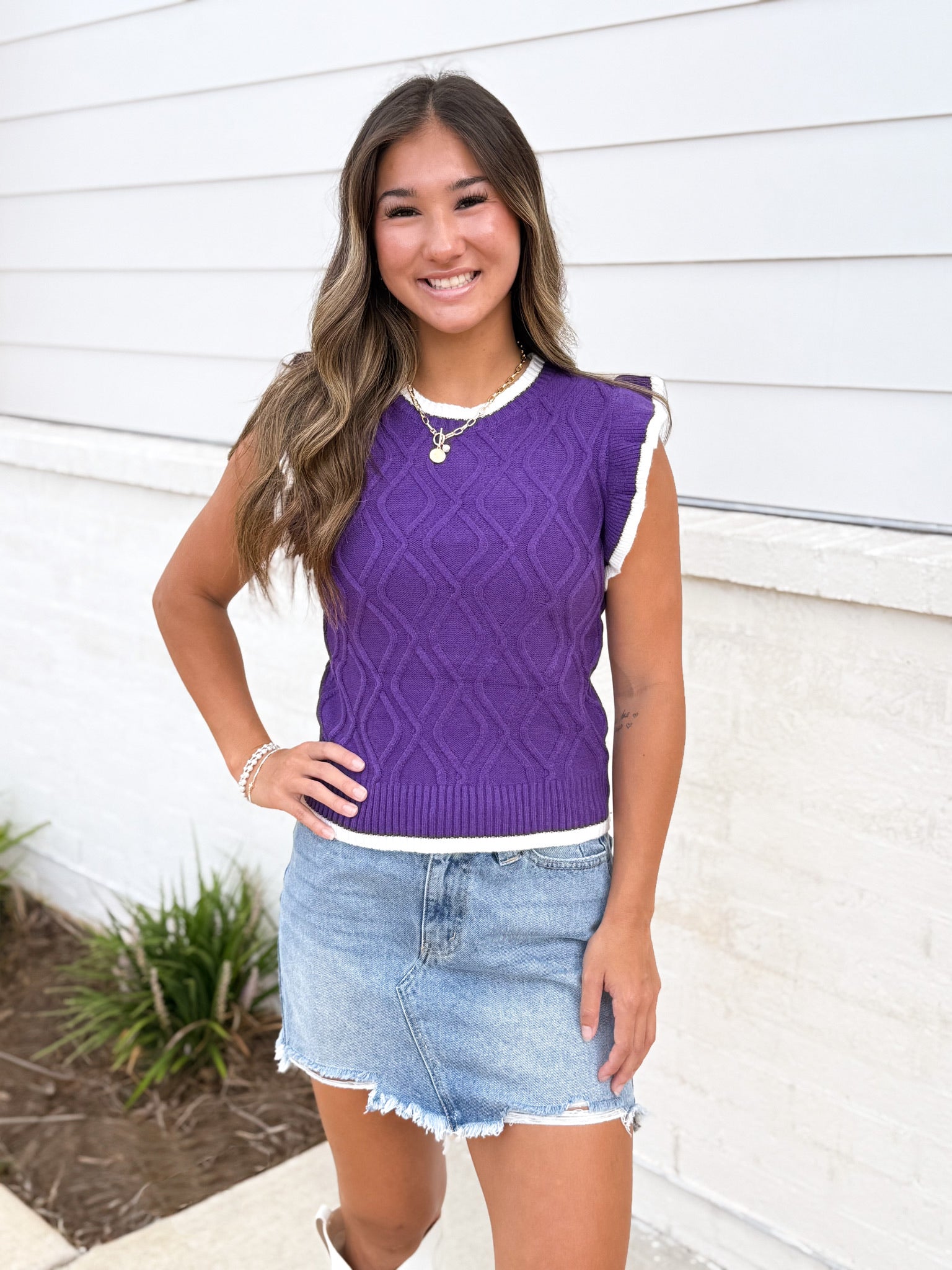 Statement Piece Purple Cable Sweater