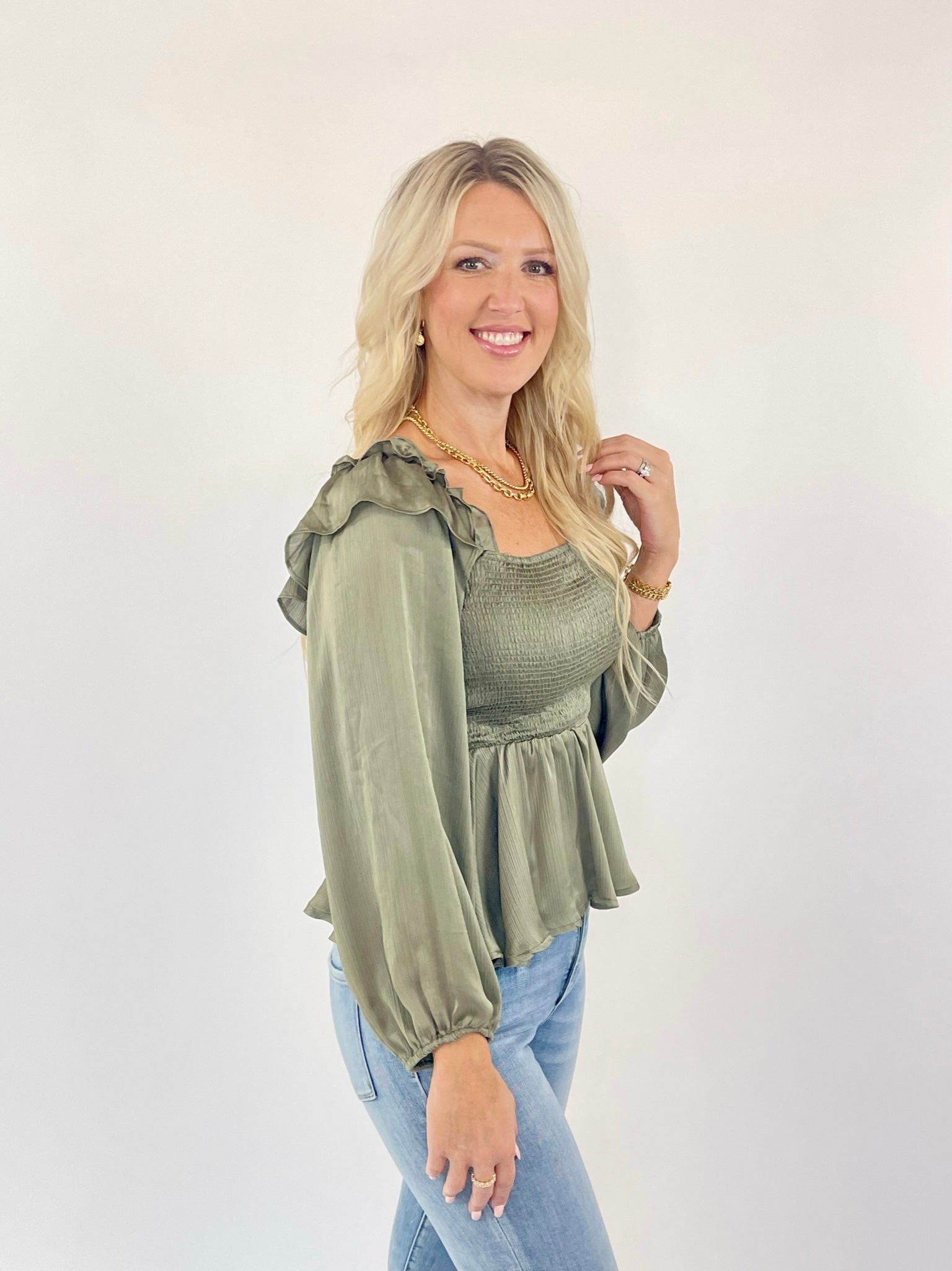 Life Is A Highway Olive Blouse