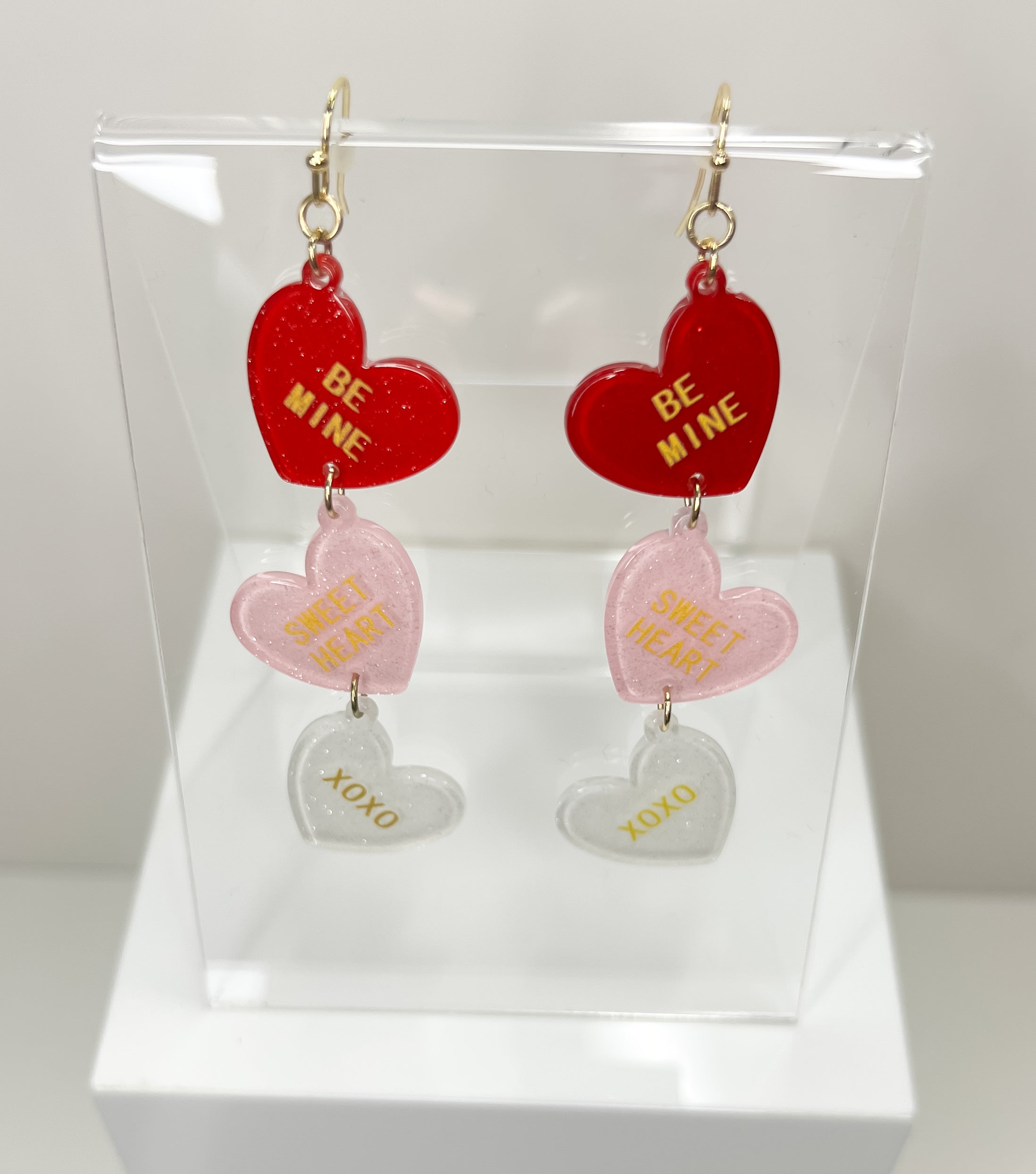 Three Tiered Heart Earrings