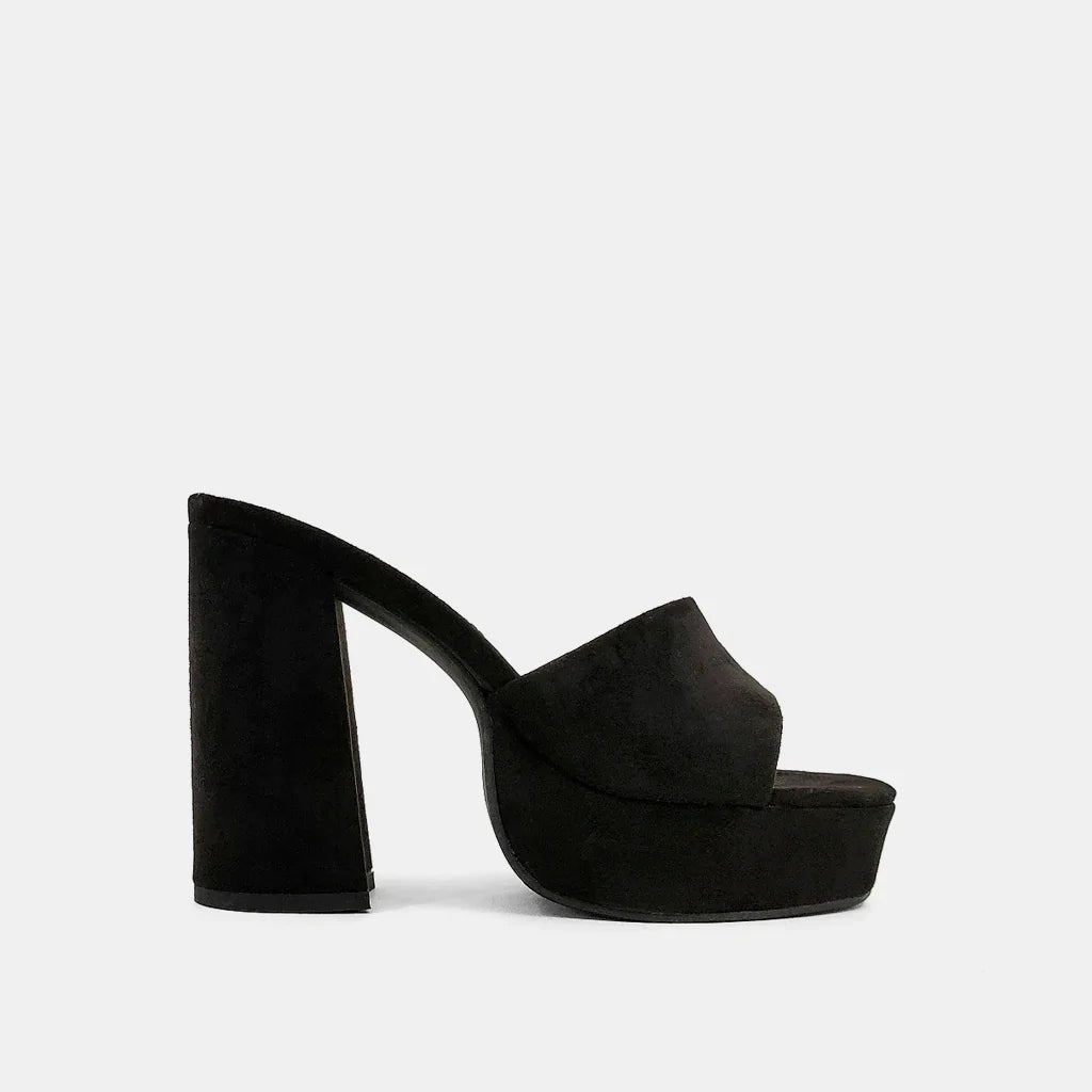 Esther Black Suede Chunky Heel
