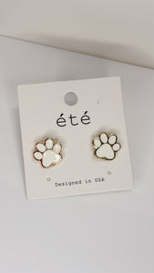 White Paw Print Earrings