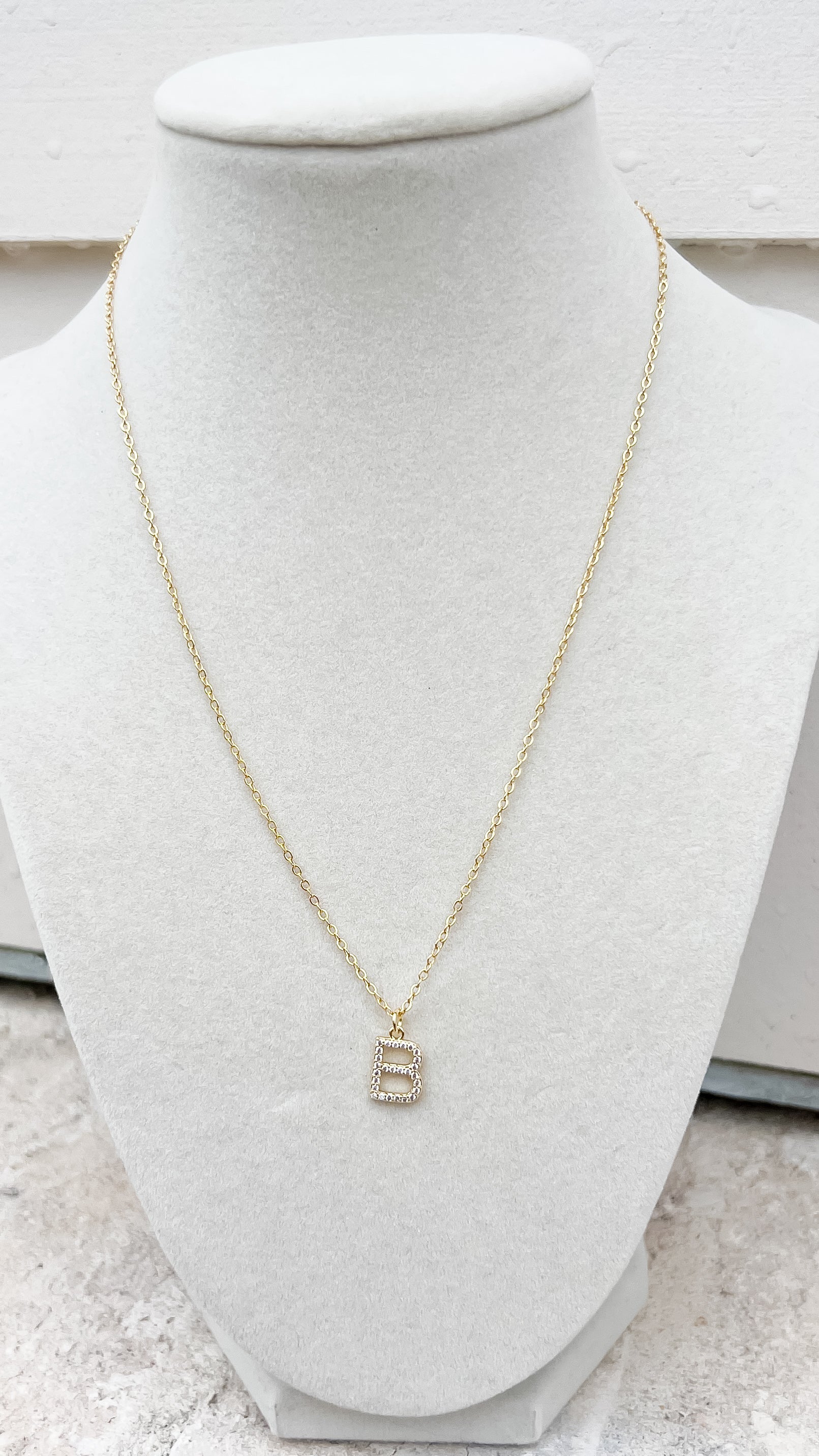 Pave Stone Initial Necklace