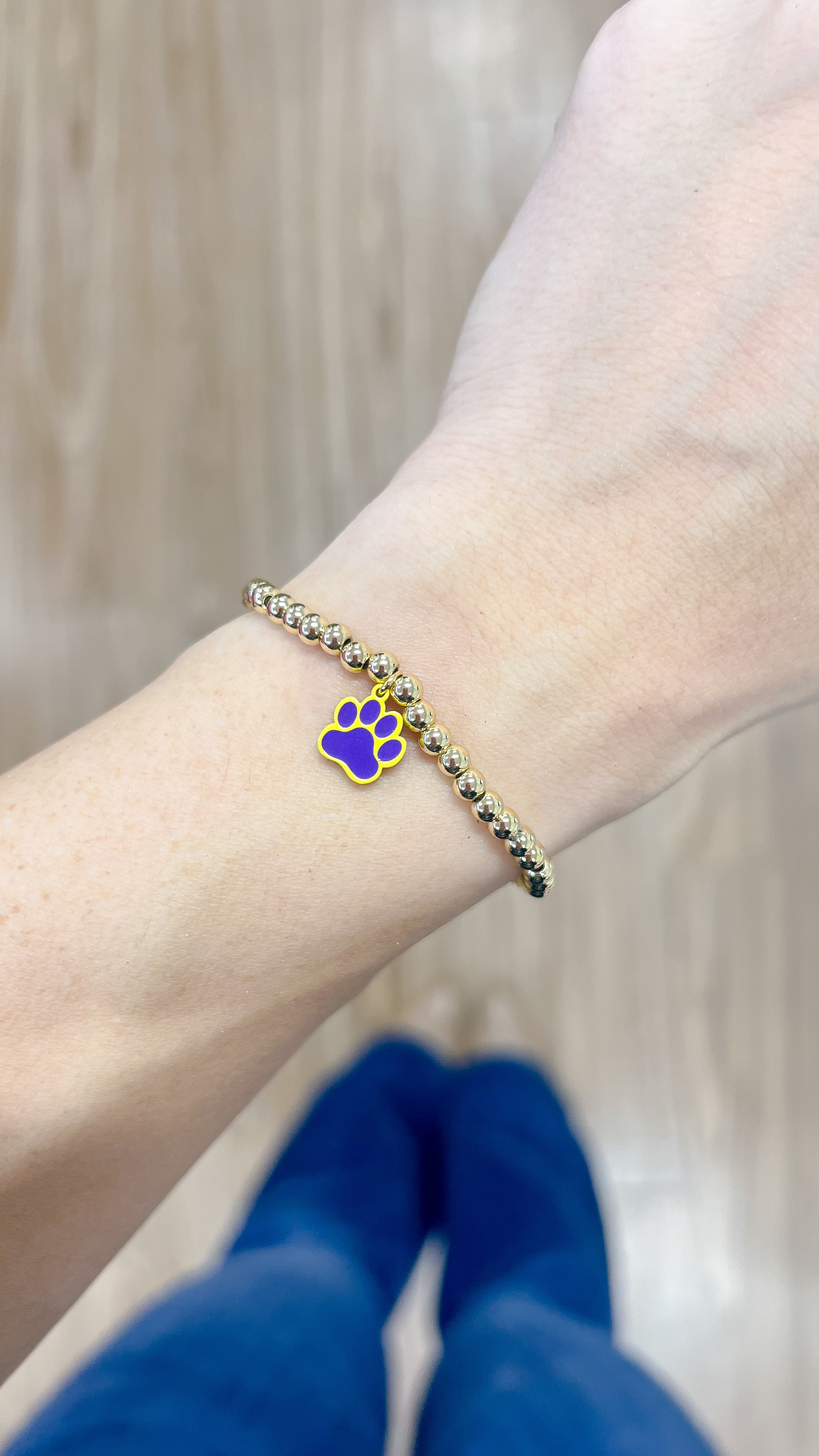 LSU Paw Print Gold Bracelet