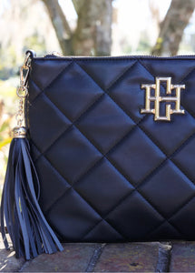 Madelyn Black Quilted Clutch/Crossbody