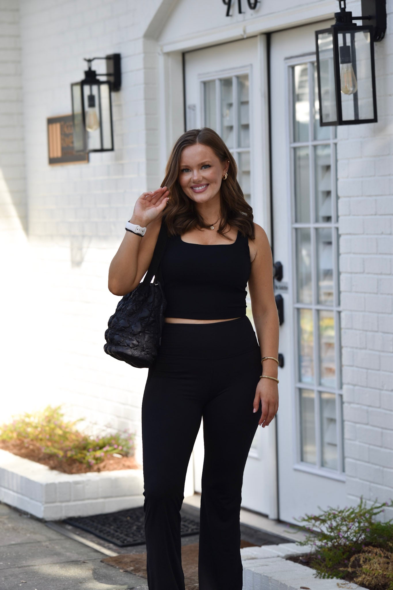 Looking Up Black Square Neck Crop Top