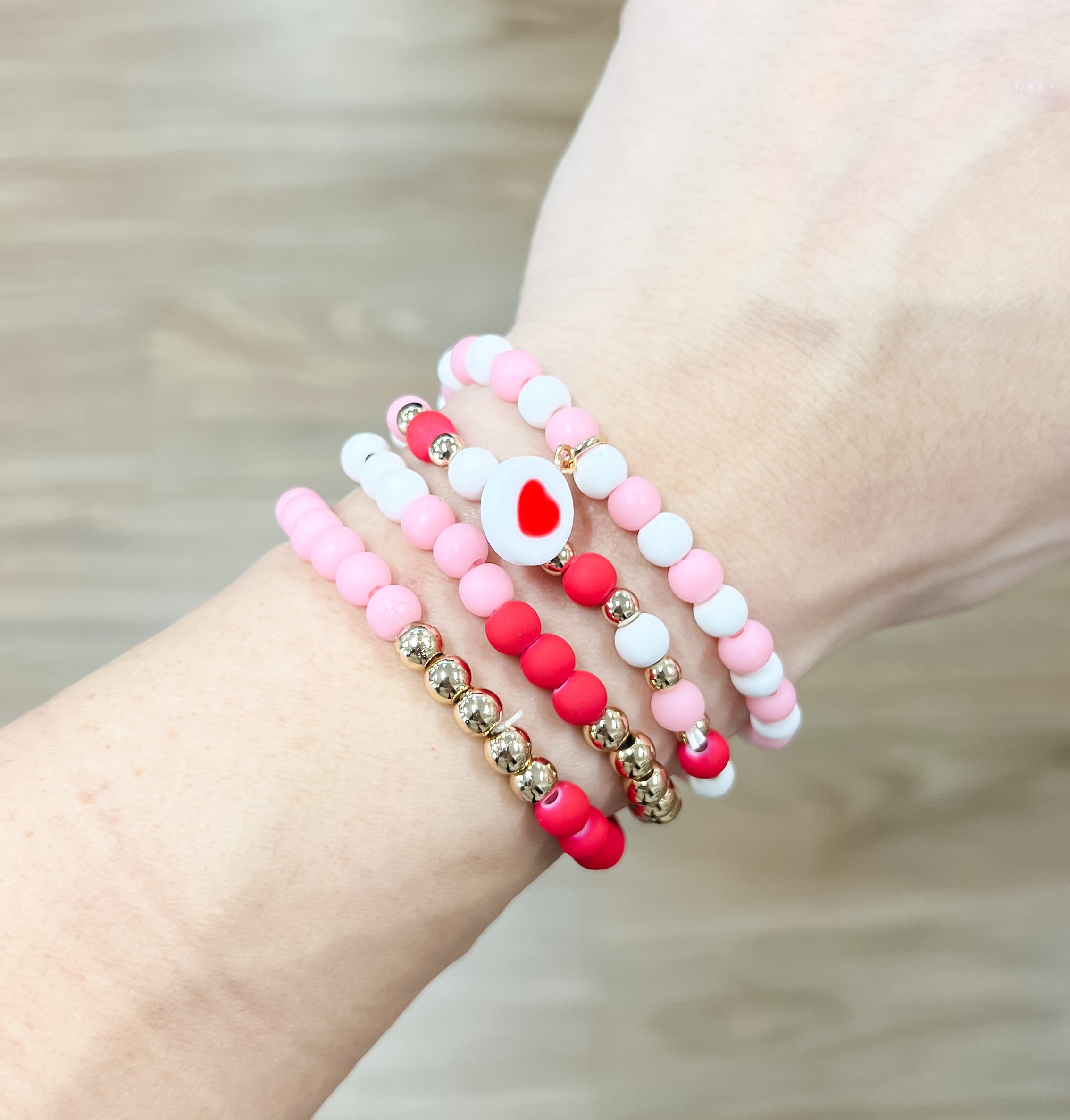 Stack Bracelets With Heart Charm