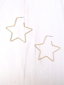 Holland Gold Post Star Hoop Earrings