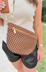 Westlyn Woven Checkered Coffee Bum Bag
