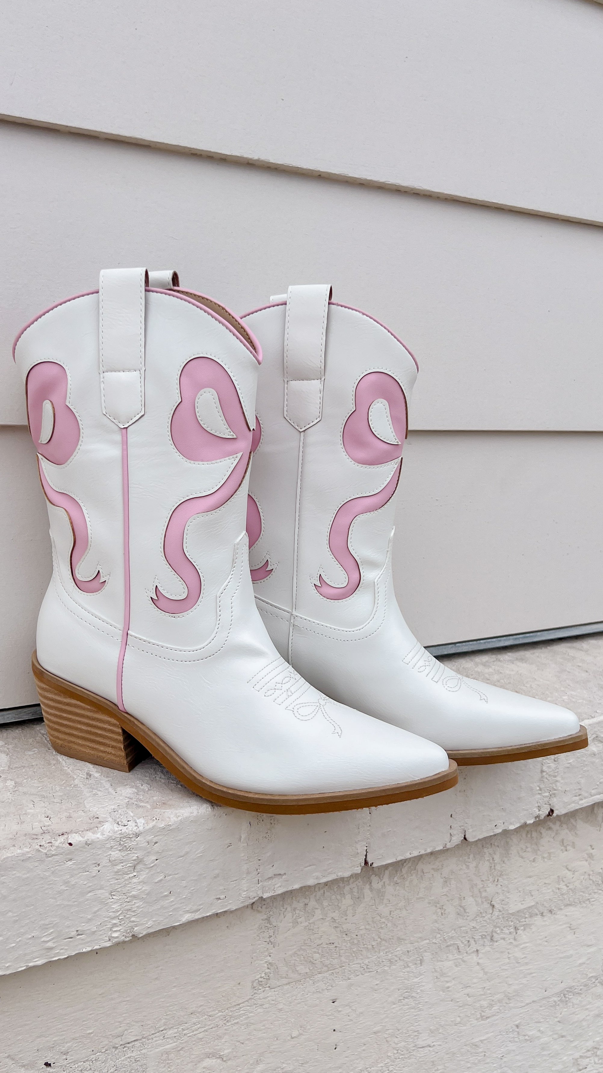 Miriam White/Pink Western Boot