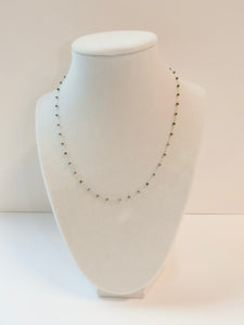 Mini Dainty Navy Glass Crystal 15" Necklace