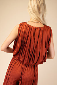 Beyond Me Rust Silk Top
