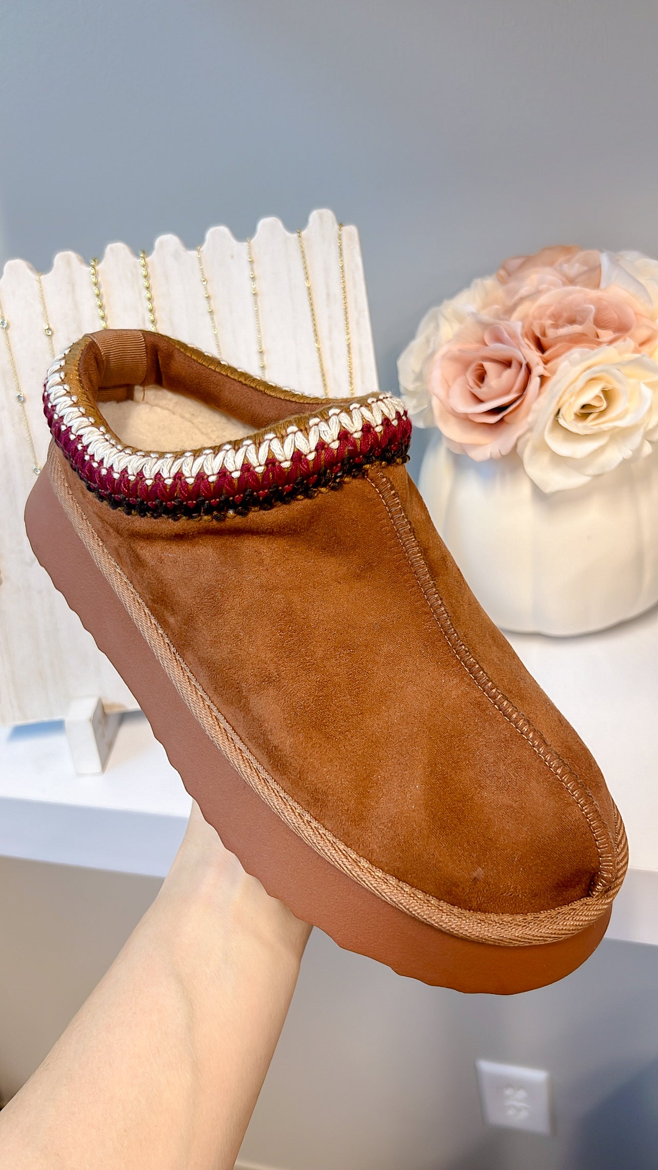 Joleen Cognac Platform Slippers