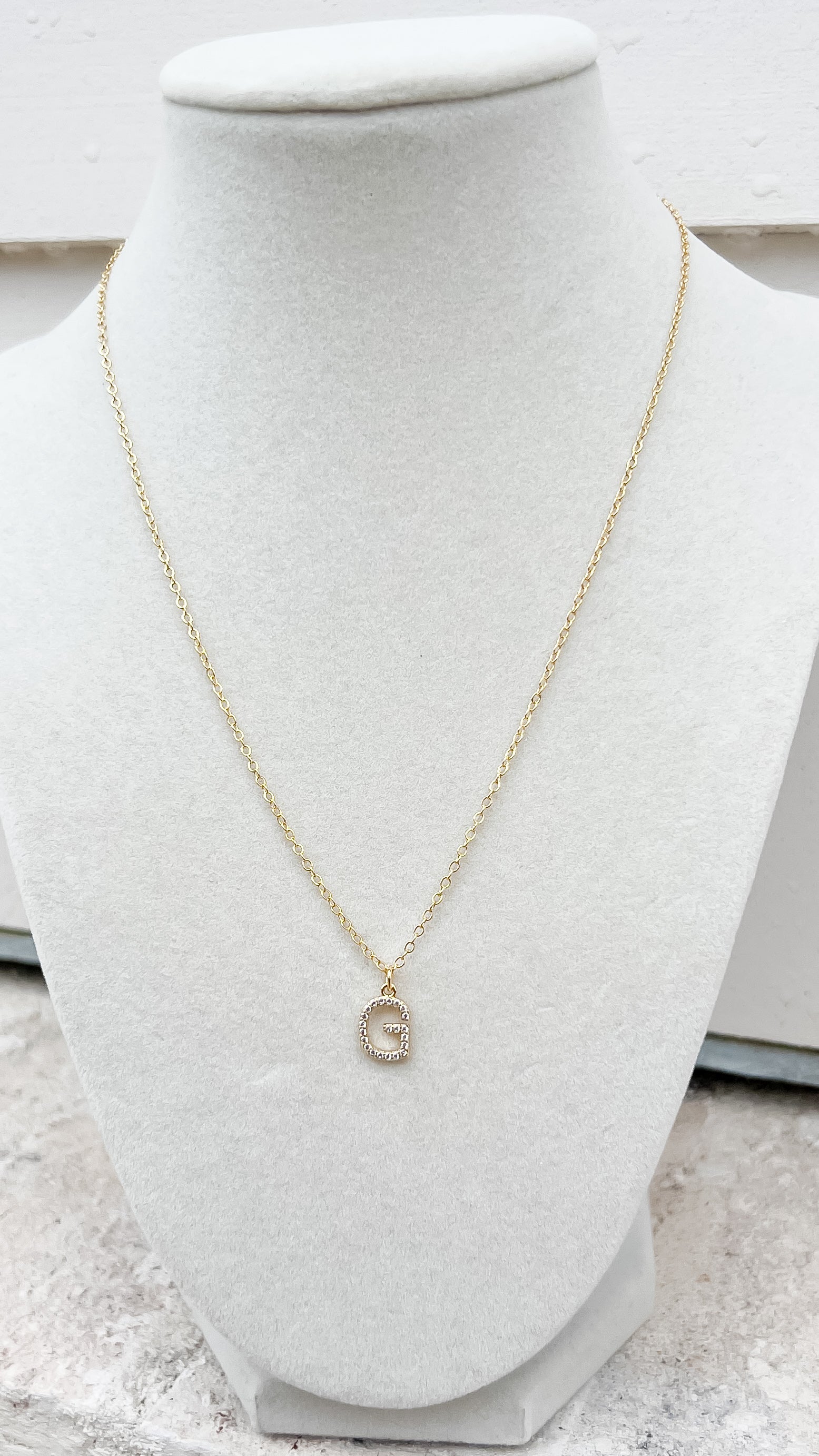 Pave Stone Initial Necklace