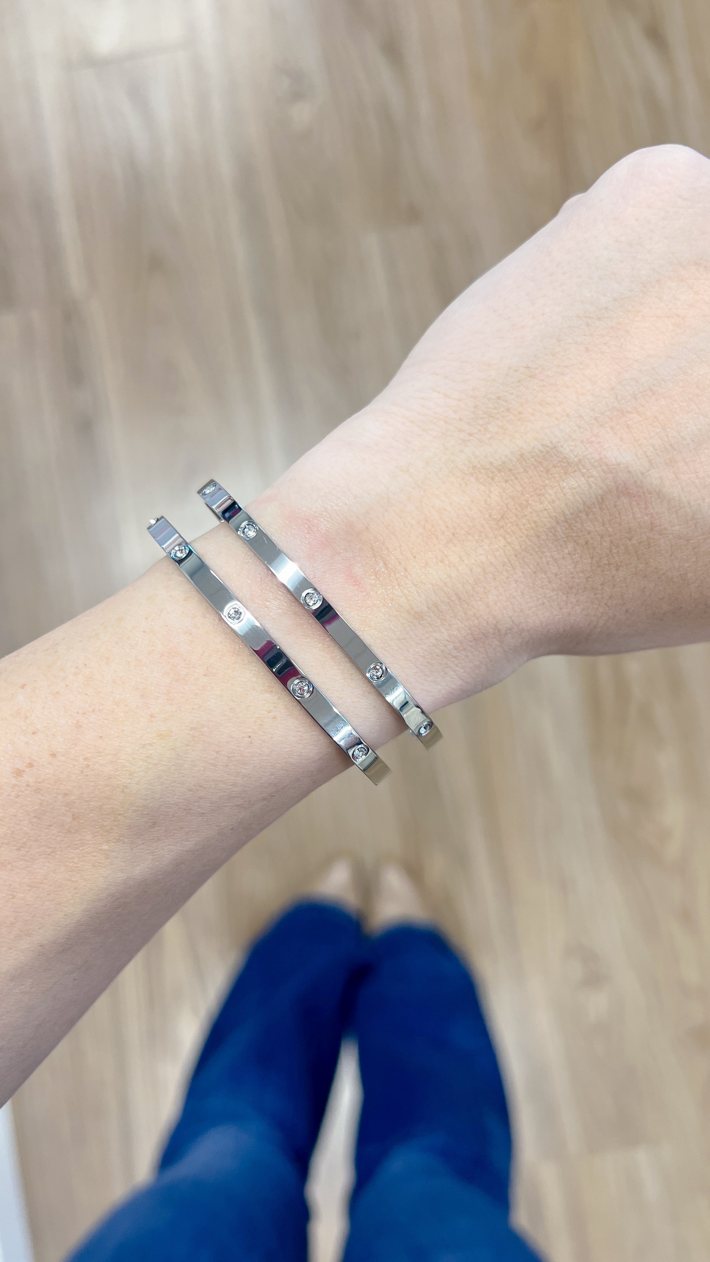 The Vixen Diamond Stud Silver Bracelet