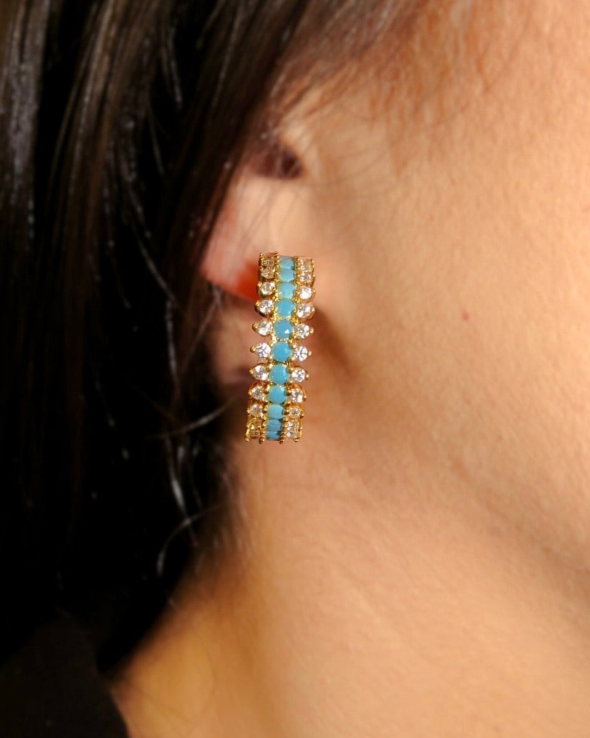 Turquoise Gold Hoops