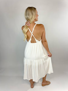 Vacation Ready White Beachy Dress With Braided Straps