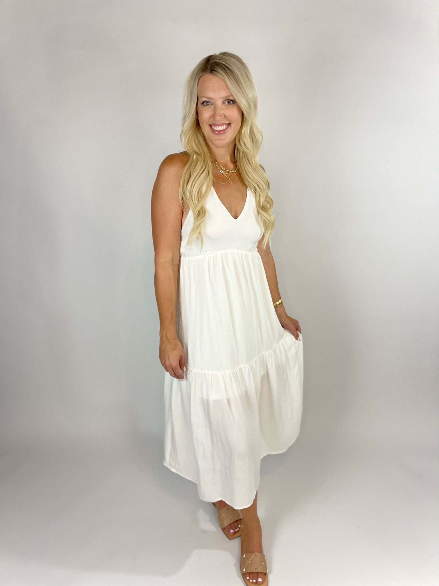 Vacation Ready White Beachy Dress With Braided Straps